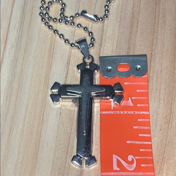 Unisex Men Stainless Steel Cross Pendant Necklace - Picture 5 of 5